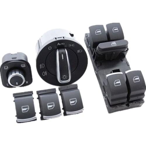 OEM Chrome Side Mirror Switch Master Window Headlight Switch Regulator Lever For VW CC Tiguan Passat B6 Golf 5 6 Jetta MK5