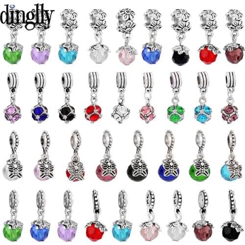 Dinglly 9 Color Crystal Ball Pendant Beads Red Crystal Apple Dangle Charm Fit Original Bracelets Necklace Jewelry Accessories