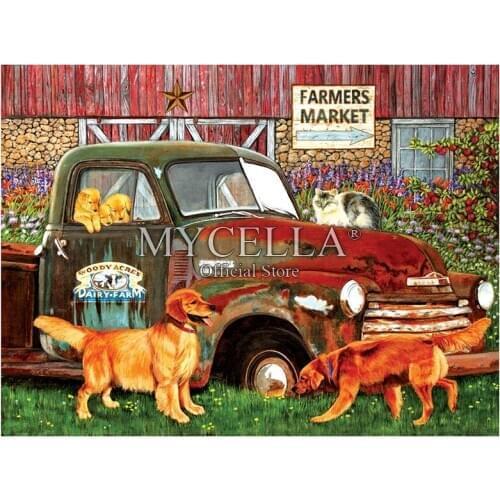 Full 5D Diy Diamond Painting Animal Trucks Dogs Farm Diamond Mosaic Rhinestone Diamond Embroidery Cartoon Home Decor Gift Arts