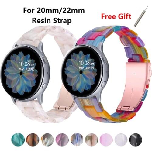Resin Strap 20mm 22mm for Samsung galaxy watch Active 2 40mm 44mm Watchband Gear S3 band replacement bracelet for huawei gt2 e
