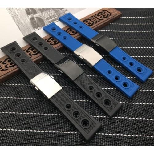 Top Luxury Brand Black Blue soft Silicone Rubber Watch band 22mm 24mm WatchBand Bracelet For navitimer/avenger/Breitling strap