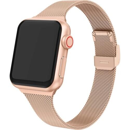 Sport Strap for apple watch band series 5 4 3 2 Stainless steel strap for i watch 38 40 42 44 Milanese watchband