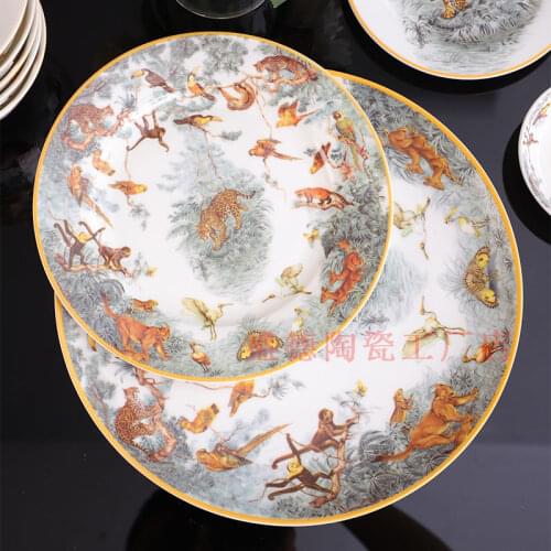 Luxury Decorative Forest Animals Plates Porcelain Serving Dinner Plate Fruit Tray Personalized Ceramic Dish Kitchen Decor Gifts