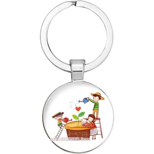 Family Portrait Cartoon Fashion Keychain, Holiday Gift Keychain For Family