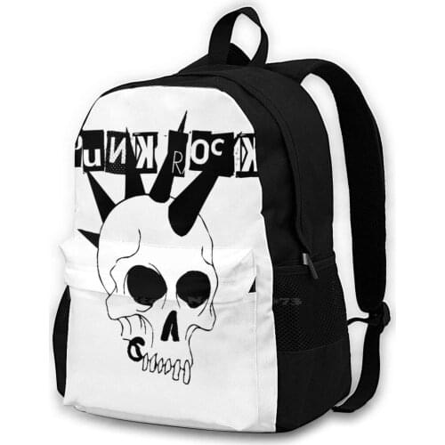 Punk Rock School Bag Big Capacity Backpack Laptop 15 Inch Band Retro Skull Vintage Metal Hipster Punks Not Dead Rocker Punk