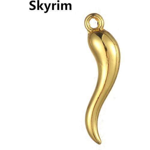 Skyrim 20Pcs/Lot ITALIAN HORN AMULET Charm With Two Color Folating Charms DIY Charms For Women Luxury Pendant For Girl Gift