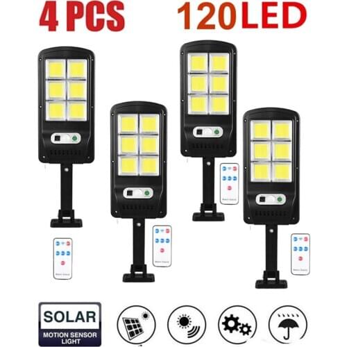 Remote 1-4pcs 48-128 LED Solar Light Outdoor Waterproof Lighting for Garden Wall Adjustable Mode Rotable Pole Solar L floodlight