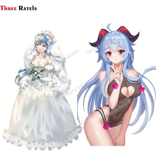 Three Ratels A818 Ganyu Genshin Impact Sexy Girl Stickers And Decals For Fuel Tank Cap Mirror Decoration Vinyl Material