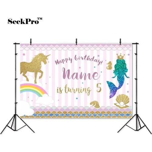 Thin vinyl birthday mermaid unicorn rainbow children photo Backgrounds Printed Professional indoor Photographic studio Backdrops