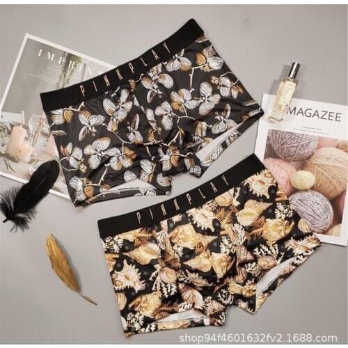 New Fashion Printing Underpants Mens Sexy Boxer Low Waist Comfortable Boxer Hot Male Retro Panties Mens Boxers Briefs