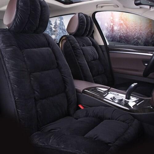 Universal Winter Car Seat Covers Black Plush Cushion Cover set For Car Seat Protector Keep Warm All Car Grant Mode Non-slip