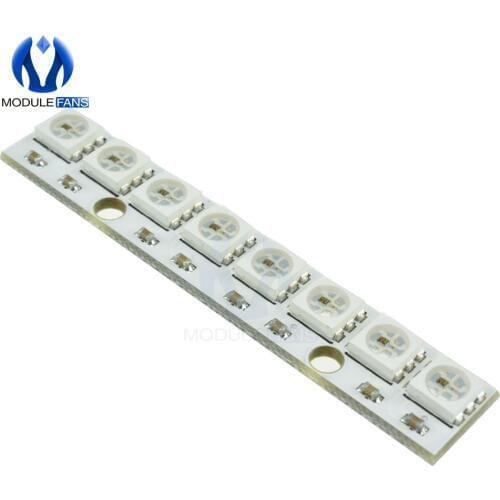 WS2812 WS 2811 5050 RGB LED Lamp Panel Module 5V 8-Bit Rainbow LED Precise Board 8MHZ AVR For Arduino Breadboard Solder Pads