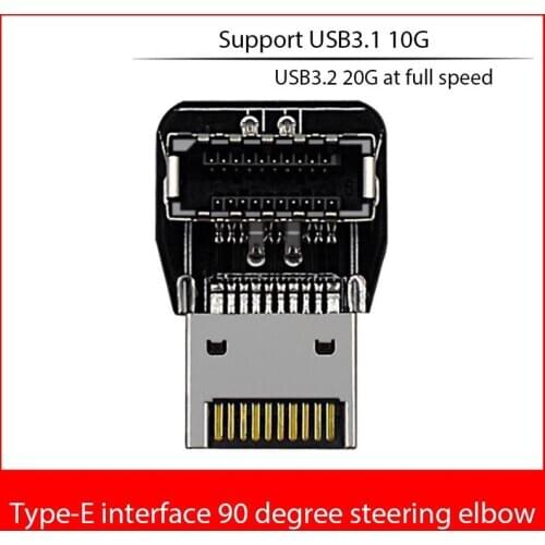 USB Header Adapter 10G 90 Degree Elbow USB 3.1 Front Panel Socket Type-E Converter Adapter for Computer Motherboard
