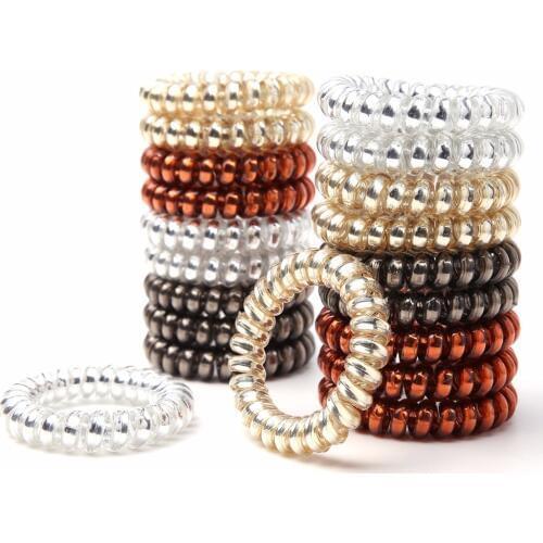 4Pcs/Pack Women Rubber Hair Rope Elastic Hairbands Spiral Shape Hair Ties Headwear Accessories Telephone Wire Line Headband