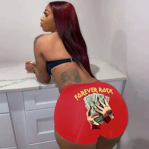 Streetwear Letter Pattern Print Biker Shorts for Women Fashion High Waist Stretchy Skinny Short Hip Hop Beach Sportswear Short