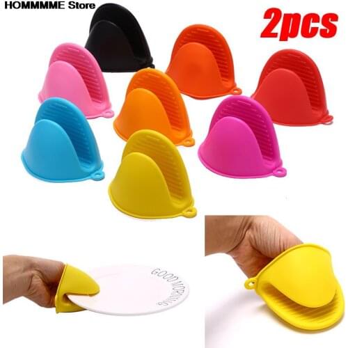 1/2pcs Silicone Gloves Oven Heat Insulated Finger Gloves Cooking Microwave Non-slip Gripper Pot Holder Kitchen Baking Tool HOT