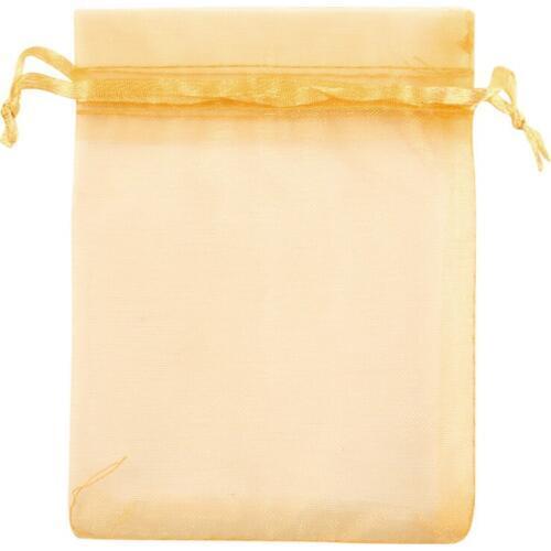 100Pcs Golden Organza Bags Wedding Party Decoration Drawable Packaging Bags Jewelry Candy Organza Bags & Pouches