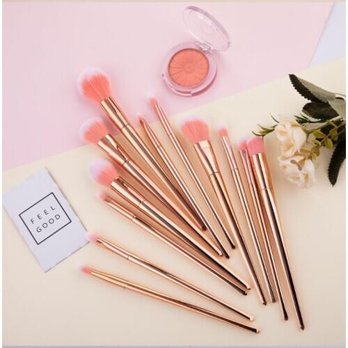 12 Pcs Makeup Brush Suits Rose Gold Contour Powder Foundation Eyeshadow Highlight Concealer Eyebrow Lips Eyeliner Make Up Tool