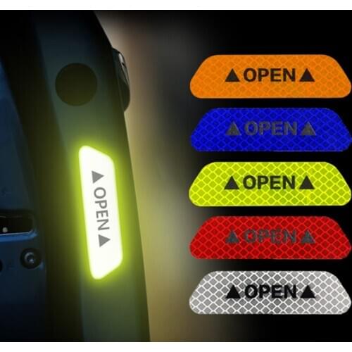4 PCS Car Stickers Reflective Strips Car Door Safety Warning Stickers