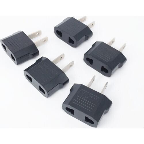 5PCs Travel Charger Adapter Plug European Euro to US USA black Power Plug adapter Converter Socket Adapter