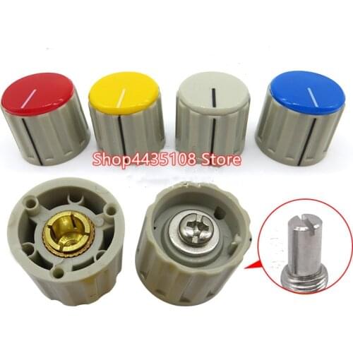 5pcs Quality knob potentiometer switch cap 110E flip lock screw red yellow blue gray inner hole 6.4MM inner hole