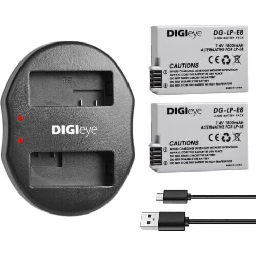2X 1800mAh LP-E8 LPE8 LP E8 Battery + Dual USB Charger for Canon Rebel T3i T2i T4i T5i EOS 600D 550D 650D 700D Kiss X5 X4 X6