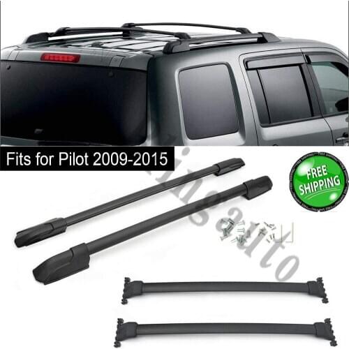 Roof rack and cross bar fits for -Honda Pilot 2009-2015 luggage racks carrier rails 4pcs aluminum black roof bars