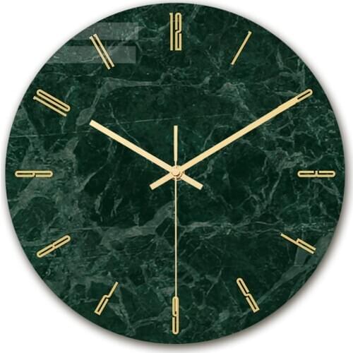 Modern light luxury wall clock marble texture clock home bedroom decoration clock acrylic lasting printing Tv Wall decoration