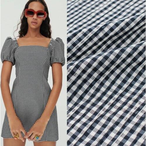 Black and white check grain pure cotton fabric for suit pants tissus au mètre telas por metro ткань для шитья sewing dresses