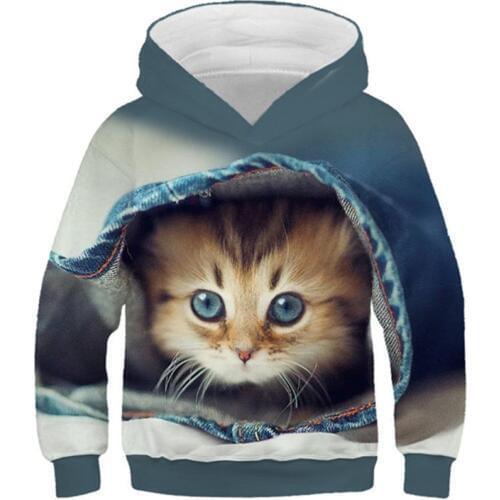 Spring Autumn Children New Cute Yin And Yang 3D Hoodies Boys Girls Galaxy Animal Cat Print Hooded Sweatshirt Kids Cool Pullover