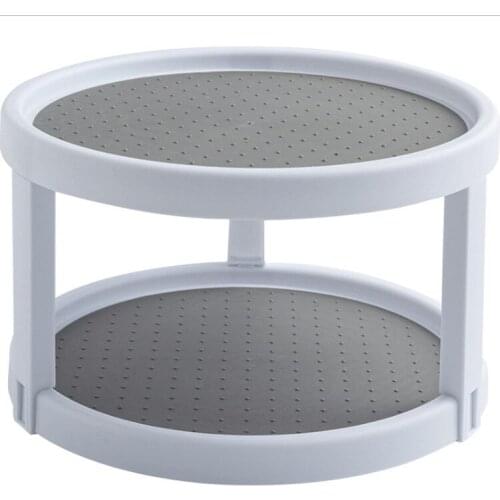 Two-Tier Twin Turntable Storage Turntable - Multi Level Rotary Kitchen Spice Manager for Cabinets Pantries Refrigerators