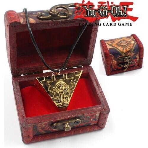 Game Yu Gi Oh Yugi Muto Millenium Puzzle Millennium Wheel Wisdom necklace with wooden gift box Cosplay Unisex Otaku Gifts