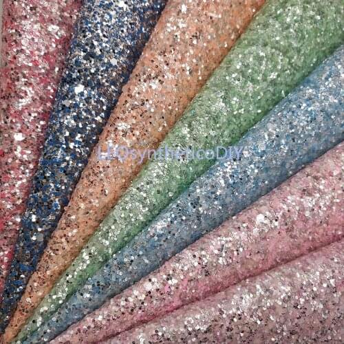 1PC 21X29CM Synthetic Letaher, Glitter Fabric, Chunky Glitter Leather Sheets Faux Leather Sheets for Bows LEOsyntheticoDIY T220