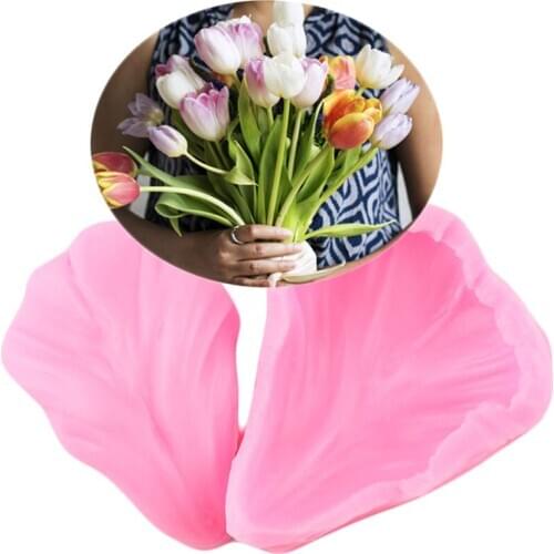 2Pcs Tulip Petals Silicone Molds Flower Wedding Cupcake Topper Fondant Cake Decorating Tools Candy Polymer Clay Chocolate Moulds