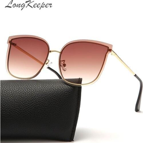 LongKeeper Square Cat Eye Sunglasses Women Vintage 2021 Gradient Lens Sun Glasses For Driving Travel UV400 Lentes De Sol Femme