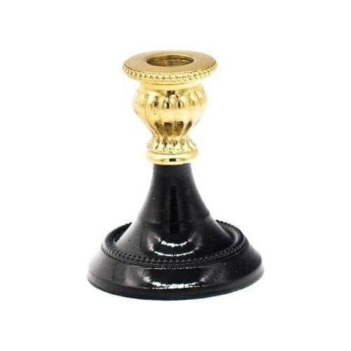 Zücev Metal Black Gold Decorative Single Candlestick