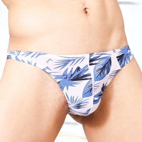 Fashion Printed Mens Thongs and G Strings Low Rise Sexy Bikini Mens Thongs Breathable G String Thongs T-back Panties