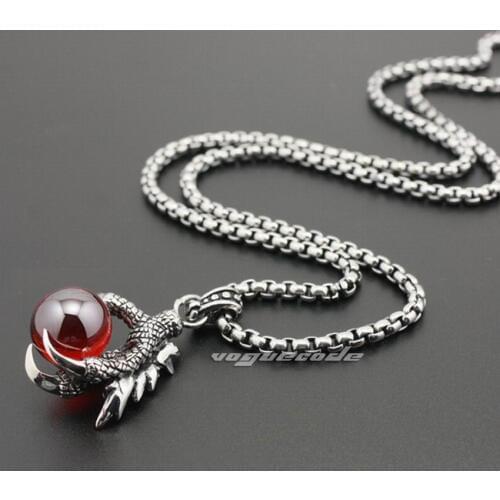 Dragon Claw 316L Stainless Steel Mens Biker Punk Pendant 4S021 Steel Necklace 24inch