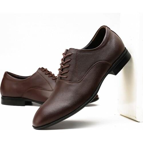 Hand Made Men Dress Shoes Plus Size Genuine Leather Lace-up Derby Shoes z826