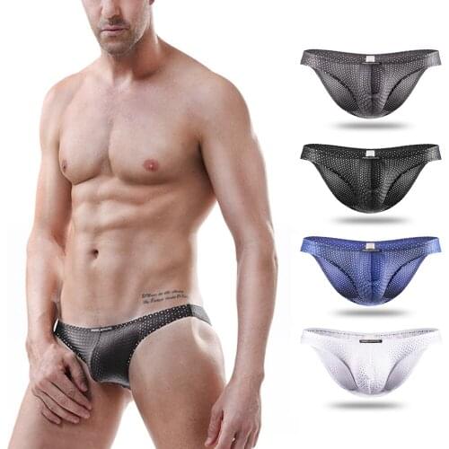 New Hollow Sexy Underwear Men Breathable Mesh Mens Briefs Male Underpants Seamless Panties Cotton Mens Bodysuit Trunks Pant