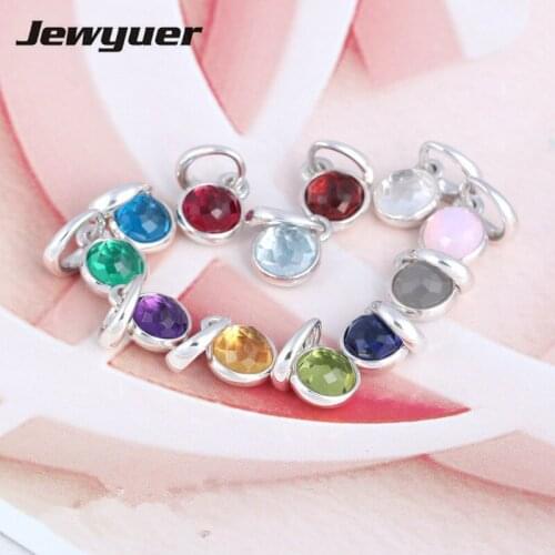 Authentic 925 Sterling Silver dangle birthday Droplet Charms Fit bead Bracelet Bangles necklace DIY pendant Jewelry making DA196