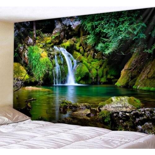 Natural forest landscape tapestry psychedelic scene Mandala home art decorative tapestry Hippie Bohemian Yoga mattress sheet