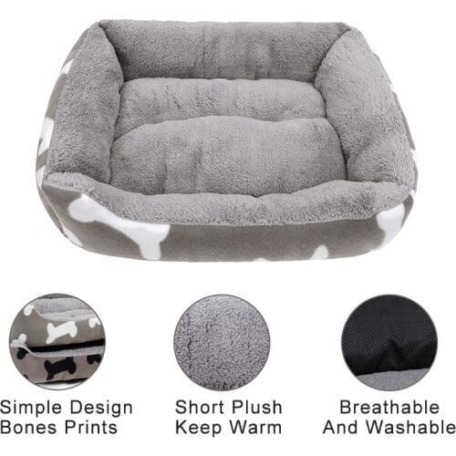 Hot Sale Autumn&Winter Cat Bed Kennel Soft Dog Bone Mats Puppy Dog Bed Pet House Cozy Nest Kitten Pad Thick Warm Pet Cushion