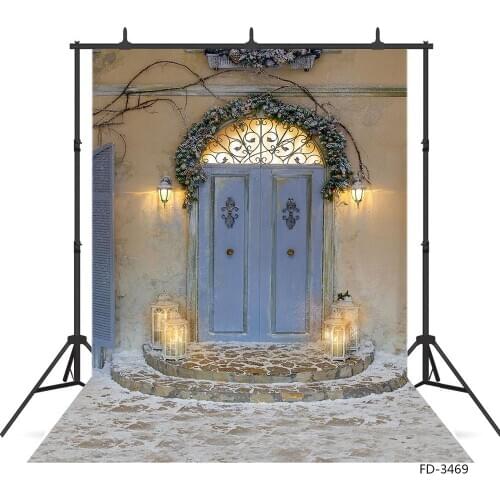 Christmas Wreath Vintage Door Brick Floor Backdrop Decor Baby Newborn Xmas Photography Background Photocall Photo Studio Props