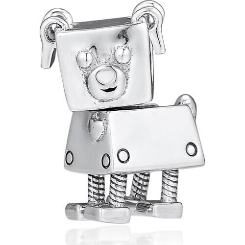 Fit Pandora Bracelets Bobby Bot Dog Charms 925 Original Sterling Silver Beads for Jewelry Making DIY Gift