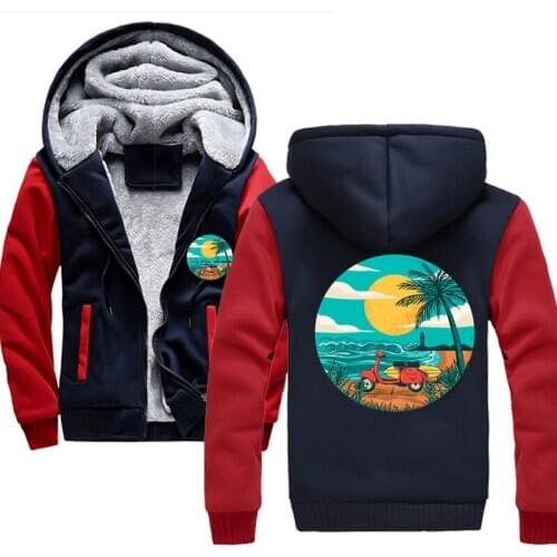 Hoodie Harajuku Sweatshirts Men 2020 New Fashion Winter Warm the beach Zipper Hooded Hoodies Mens Jacket Tracksuit Coat