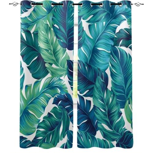 Tropical Leaves Green Palm Leaves Window Curtains Living Room Bedroom Kitchen Curtain For Children Drapes Window Treatment