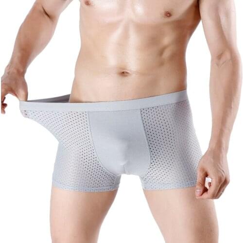 Mens briefs boxer pants XL size breathable mesh fat Modal fat boxer shorts head thin