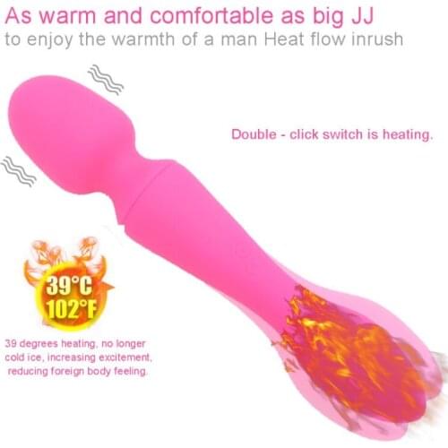 USB Charge Double Head Heating Magic Wand Vibrator AV Stick G Spot Massager Clitoris Stimulator Adult Sex Toys for Women AV0100