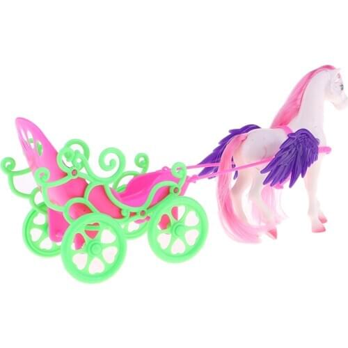 Magical 1/6 Princess Doll Miniature Floral Carriage with Angel Horse Transforming for